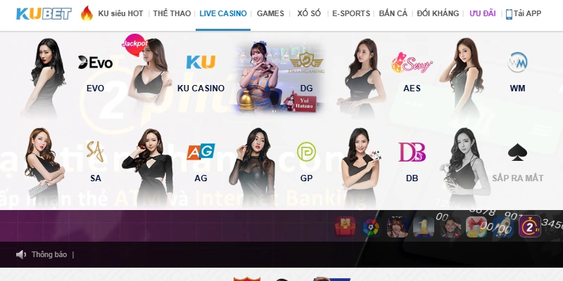 Sảnh casino Kuber đa dạng với nhiều nhà cung cấp