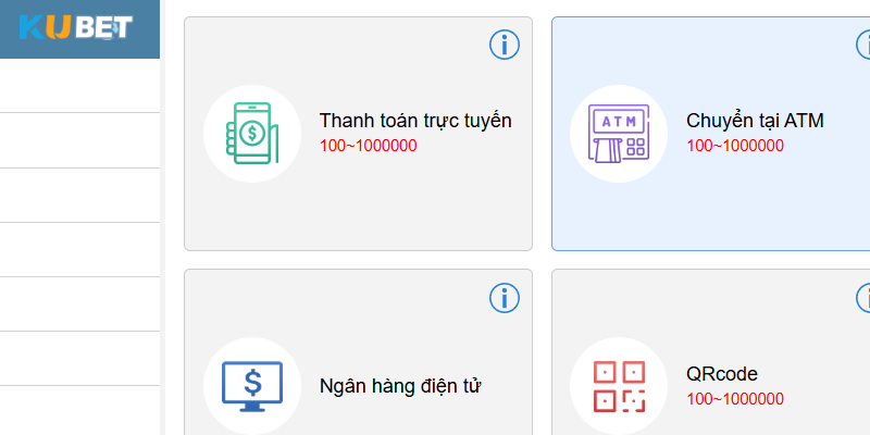 Phương thức nạp tiền ở kubet rất đa dạng